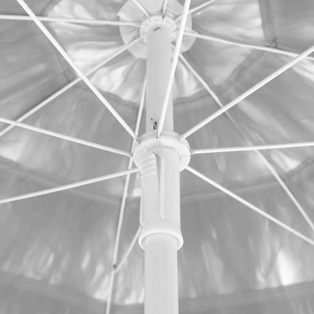 Beach Parasol Polyester 180cm White UV Protection Outdoor Sun Umbrella