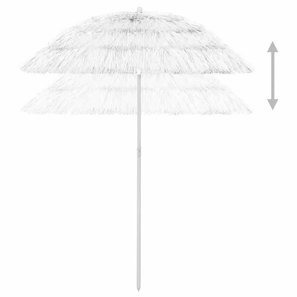 Beach Parasol Polyester 180cm White UV Protection Outdoor Sun Umbrella