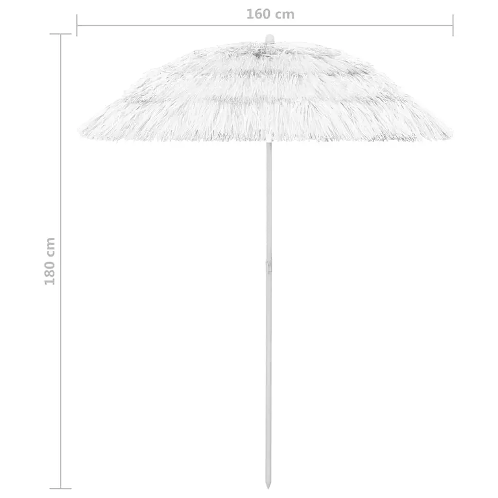Beach Parasol Polyester 180cm White UV Protection Outdoor Sun Umbrella