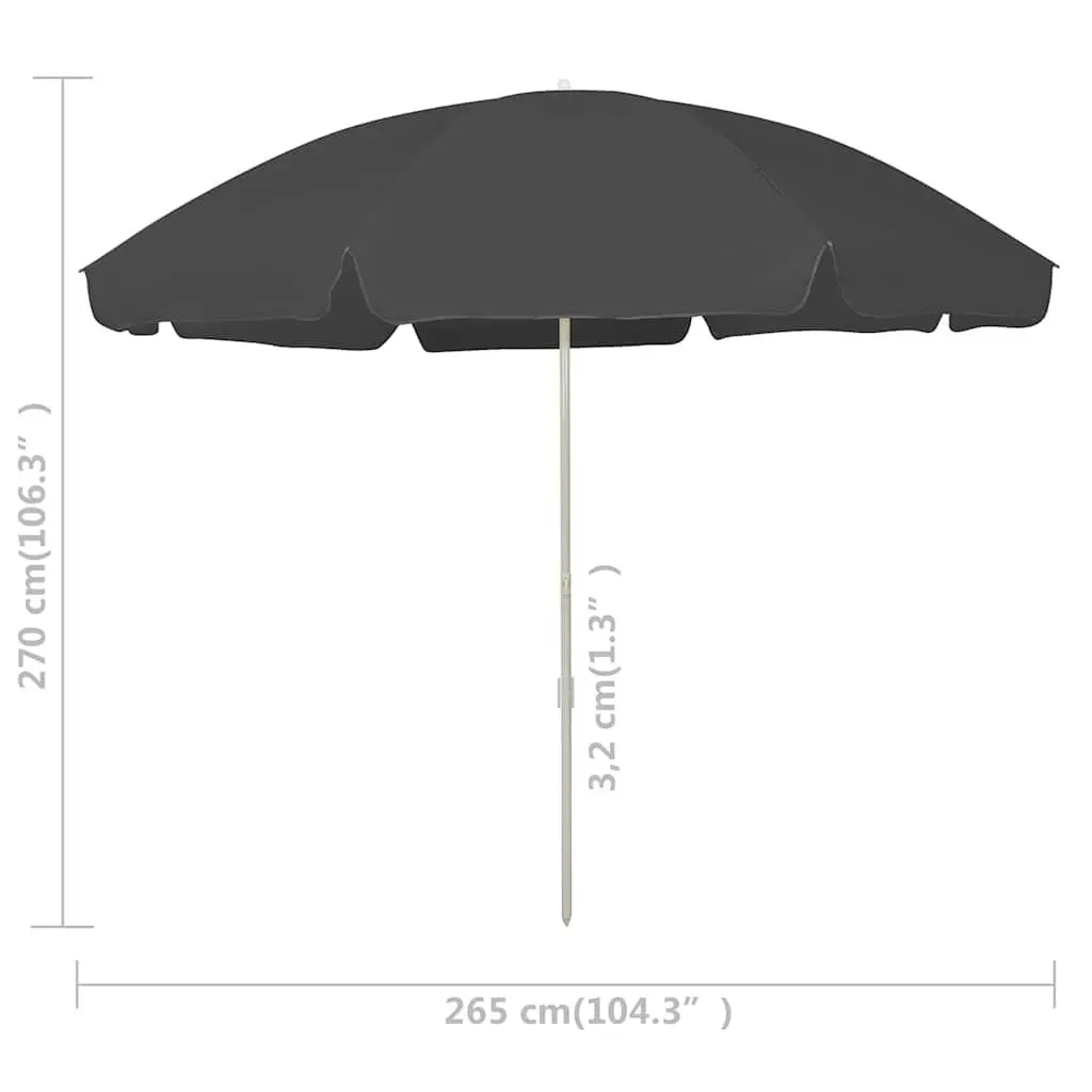 Beach Parasol UV Protective Polyester Canopy 300cm Anthracite