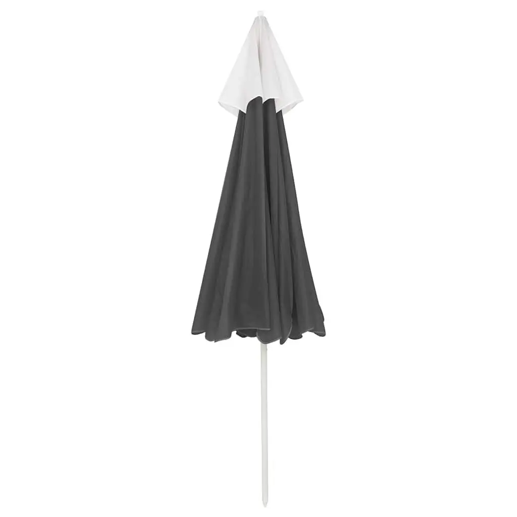 Beach Parasol UV Protective Polyester 240cm Anthracite Outdoor Sun Shade Umbrella Tilt Vent Garden Patio