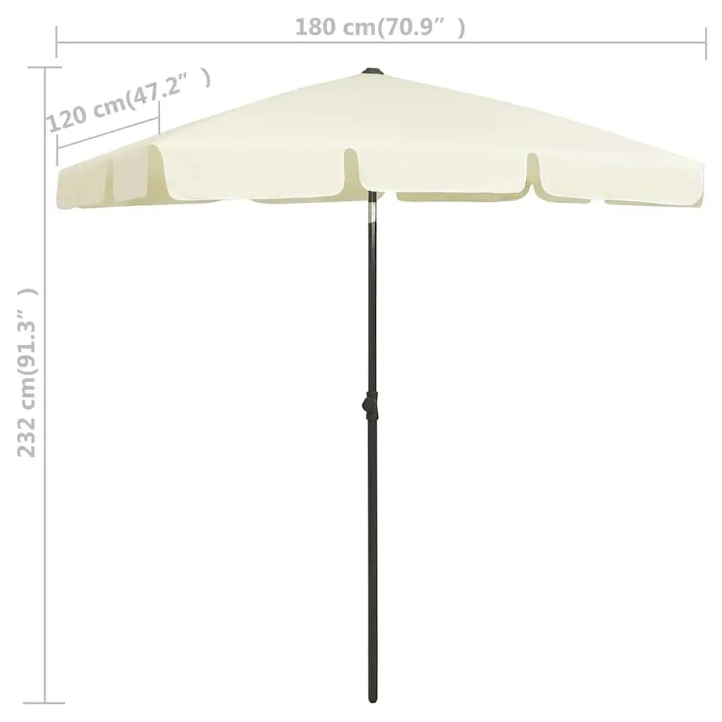 Beach Parasol Outdoor Sunshade Umbrella Yellow 180x120 cm Tilt Function Garden