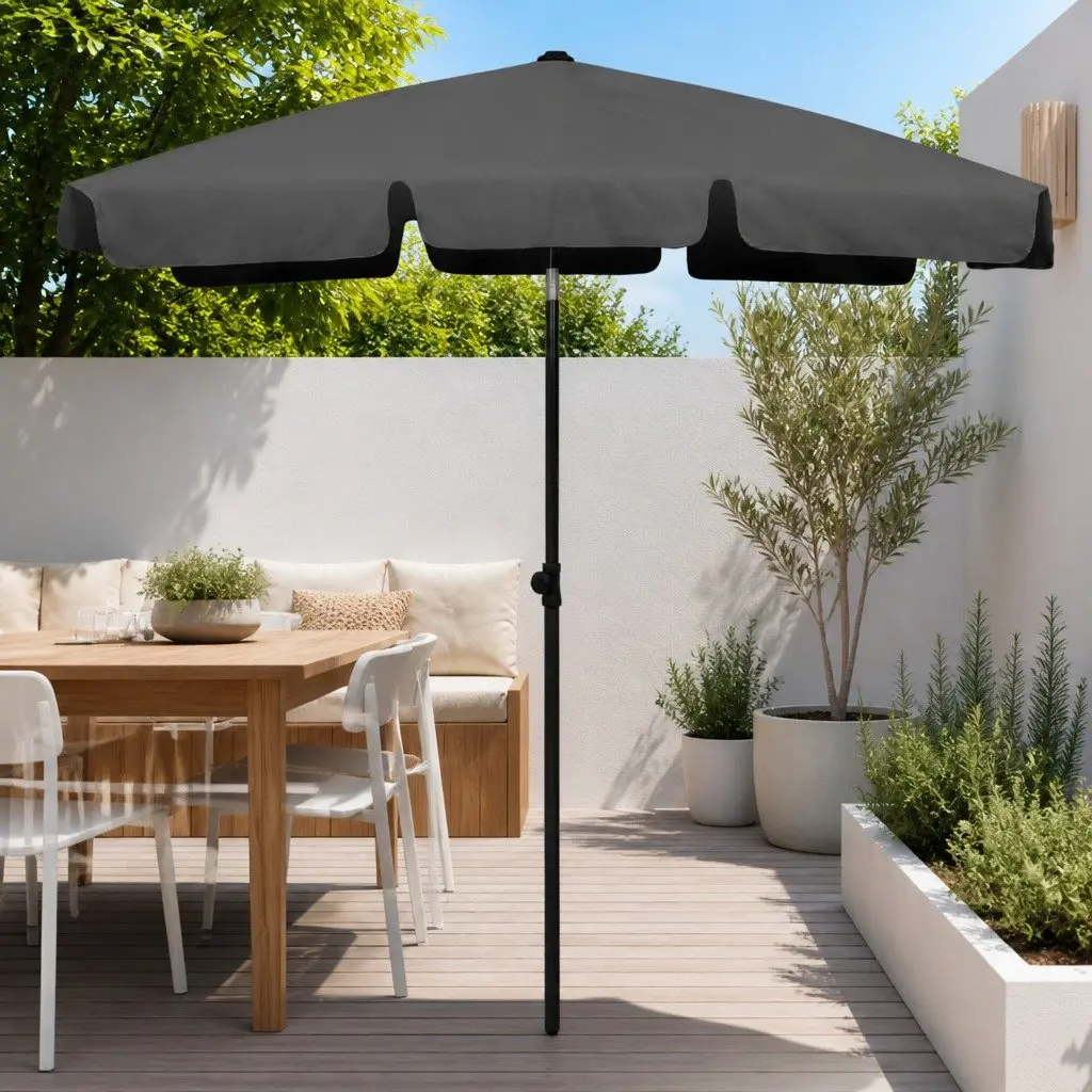 Beach Parasol UV Protective Polyester Canopy 180x120cm Anthracite