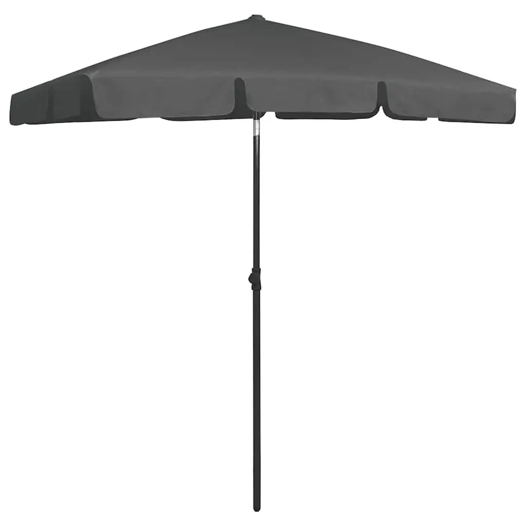Beach Parasol UV Protective Polyester Canopy 180x120cm Anthracite