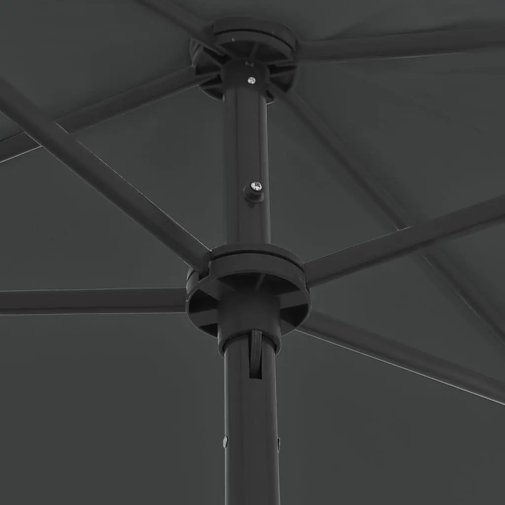 Beach Parasol UV Protective Polyester Canopy 180x120cm Anthracite