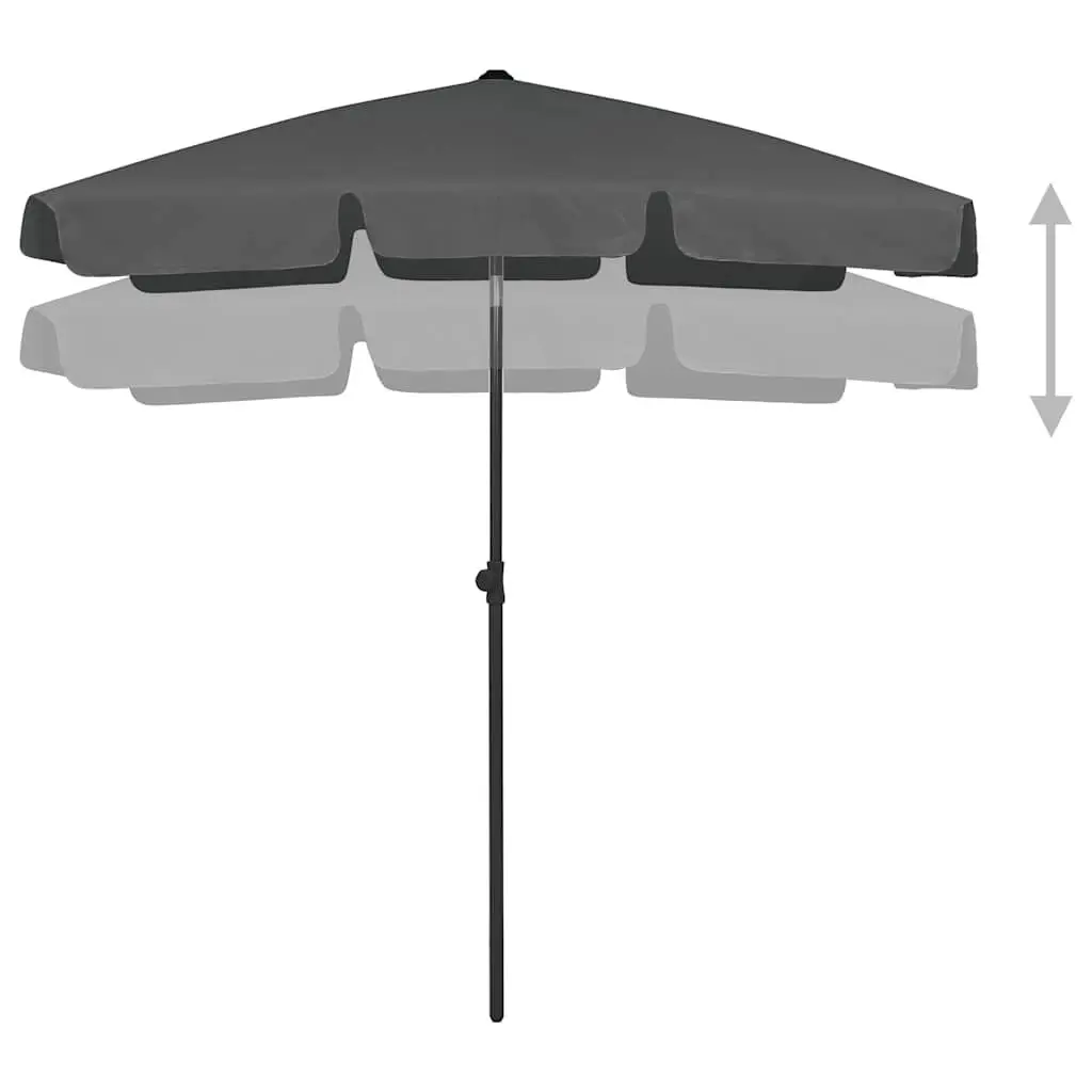 Beach Parasol UV Protective Polyester Canopy 180x120cm Anthracite