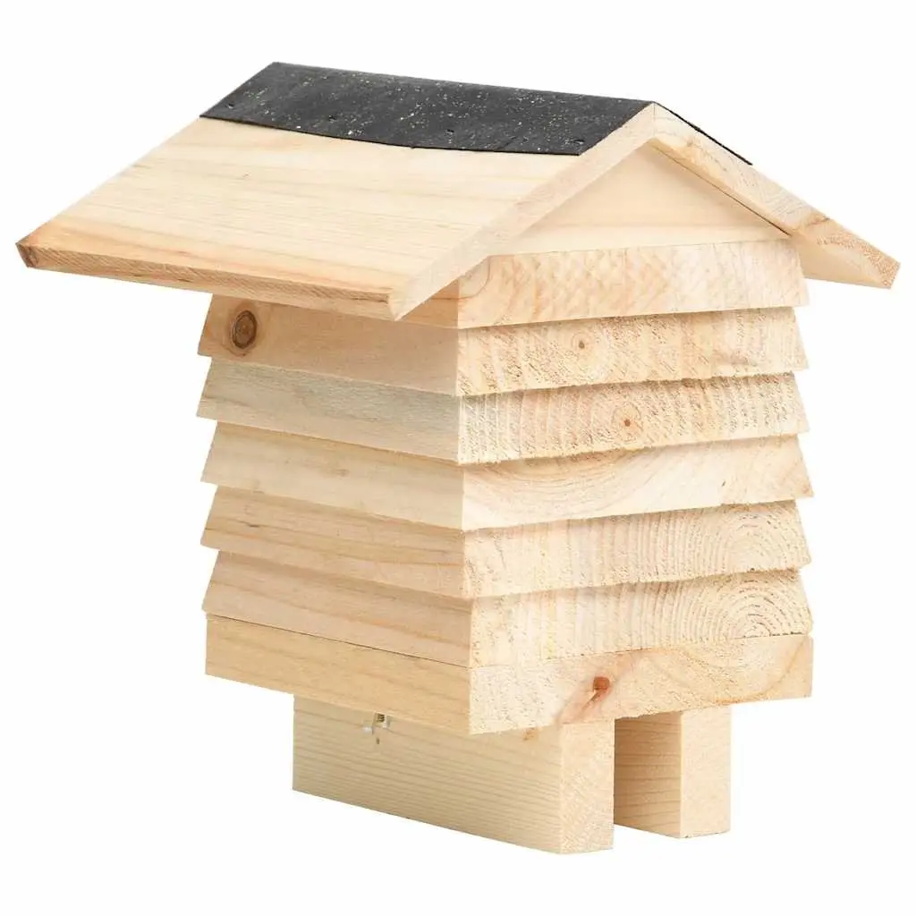 Bee Hotel Wooden Nesting House Solitary Bee Habitat Outdoor Brown 22x20x20cm