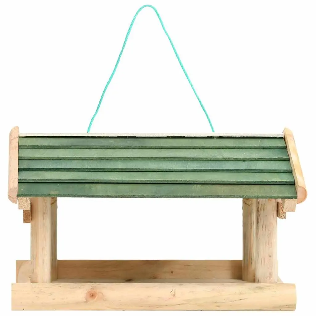 Bird Feeder Solid Fir Wood Weatherproof 35 x 29.5 x 21 cm Brown Tree Hanging Outdoor Garden Decor