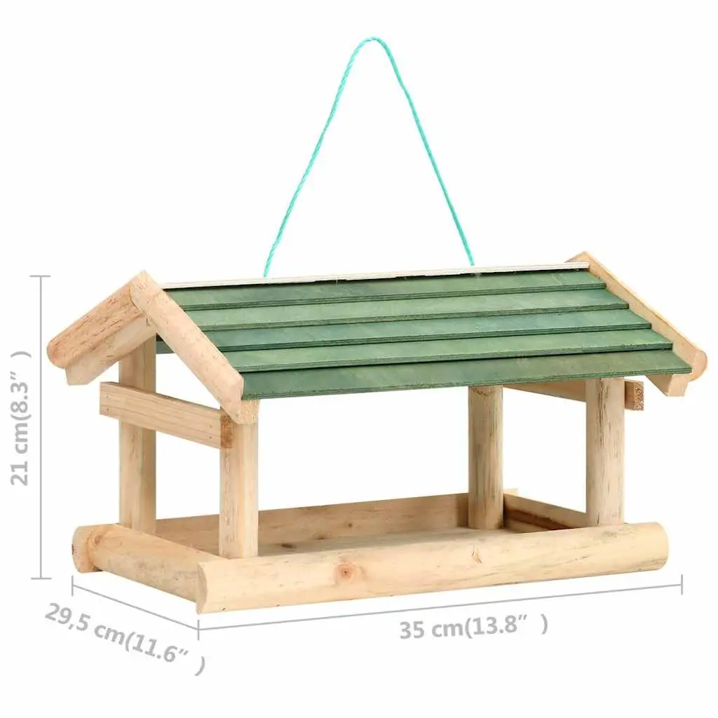 Bird Feeder Solid Fir Wood Weatherproof 35 x 29.5 x 21 cm Brown Tree Hanging Outdoor Garden Decor