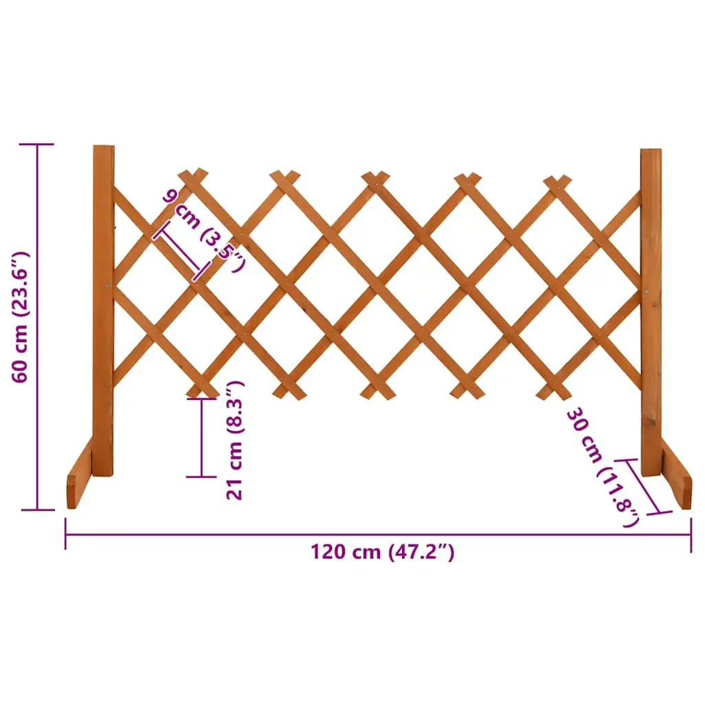 Garden Trellis Fence Panel Solid Firwood 120x60cm Orange Expandable Outdoor Privacy Screen