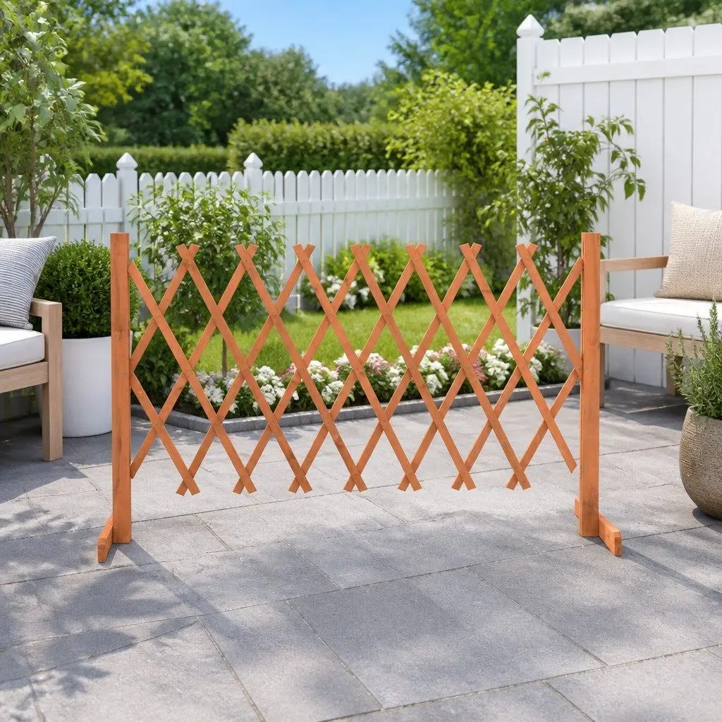 Wooden Garden Trellis Panel Expandable Outdoor Climbing Plant Support 150cm Orange
