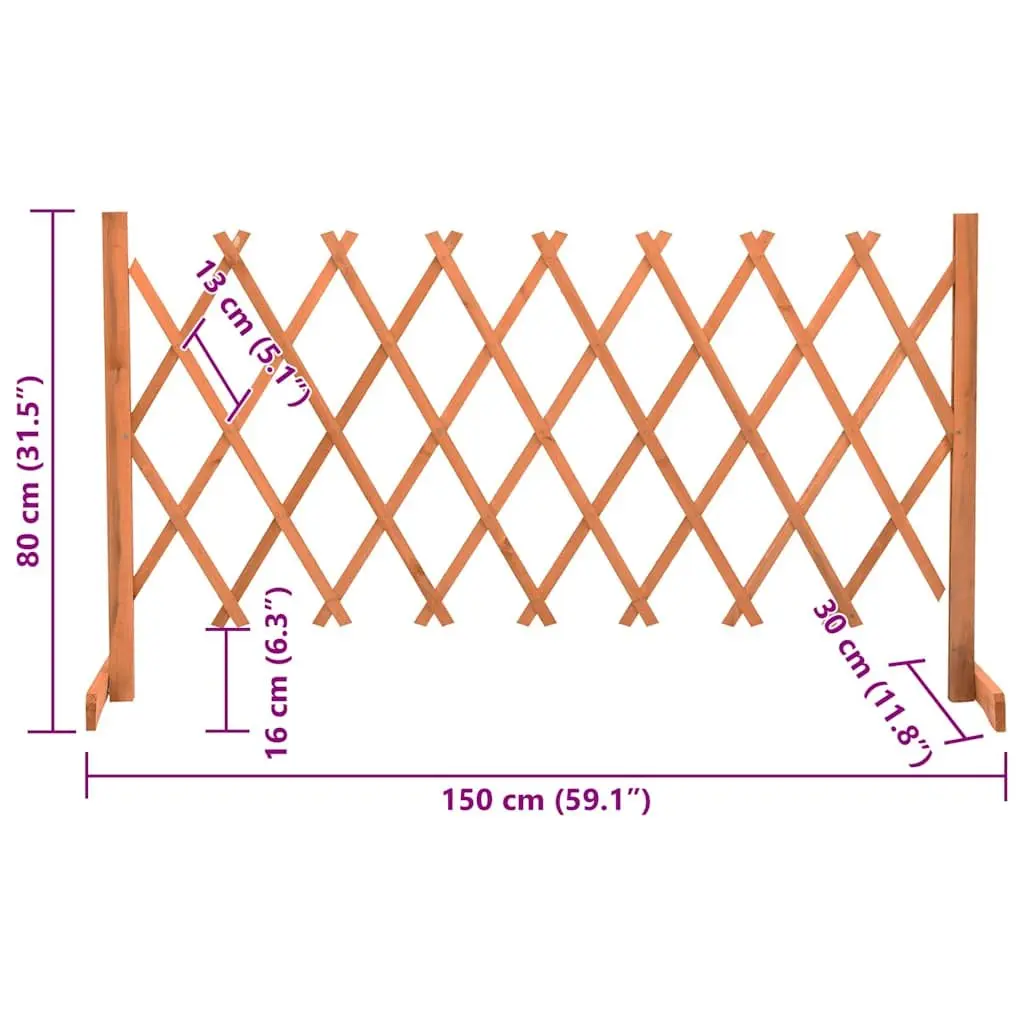 Wooden Garden Trellis Panel Expandable Outdoor Climbing Plant Support 150cm Orange
