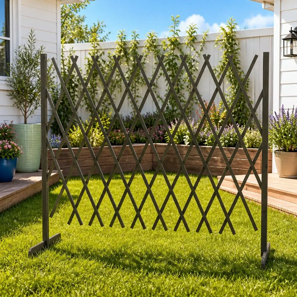 Garden Trellis Fence Panel Solid Firwood Grey 180x100 cm Outdoor Climbing Plant Support