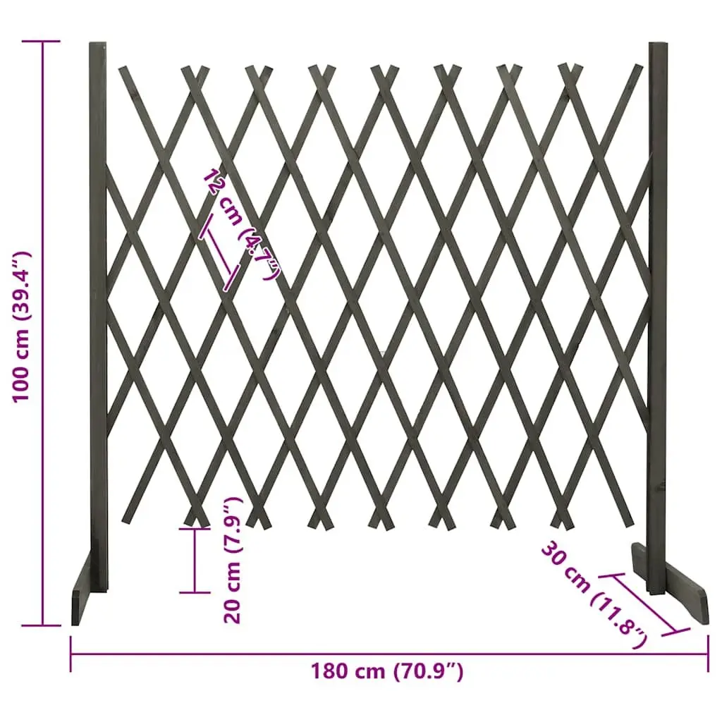Garden Trellis Fence Panel Solid Firwood Grey 180x100 cm Outdoor Climbing Plant Support