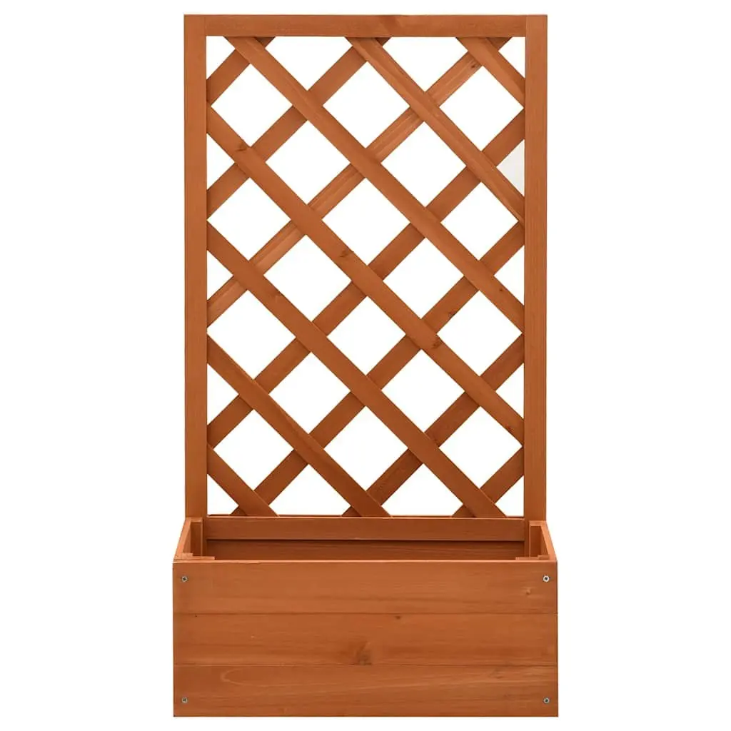 Orange Garden Planter with Trellis Support 50x25x90cm Solid Firwood Outdoor Climbing Plant Box