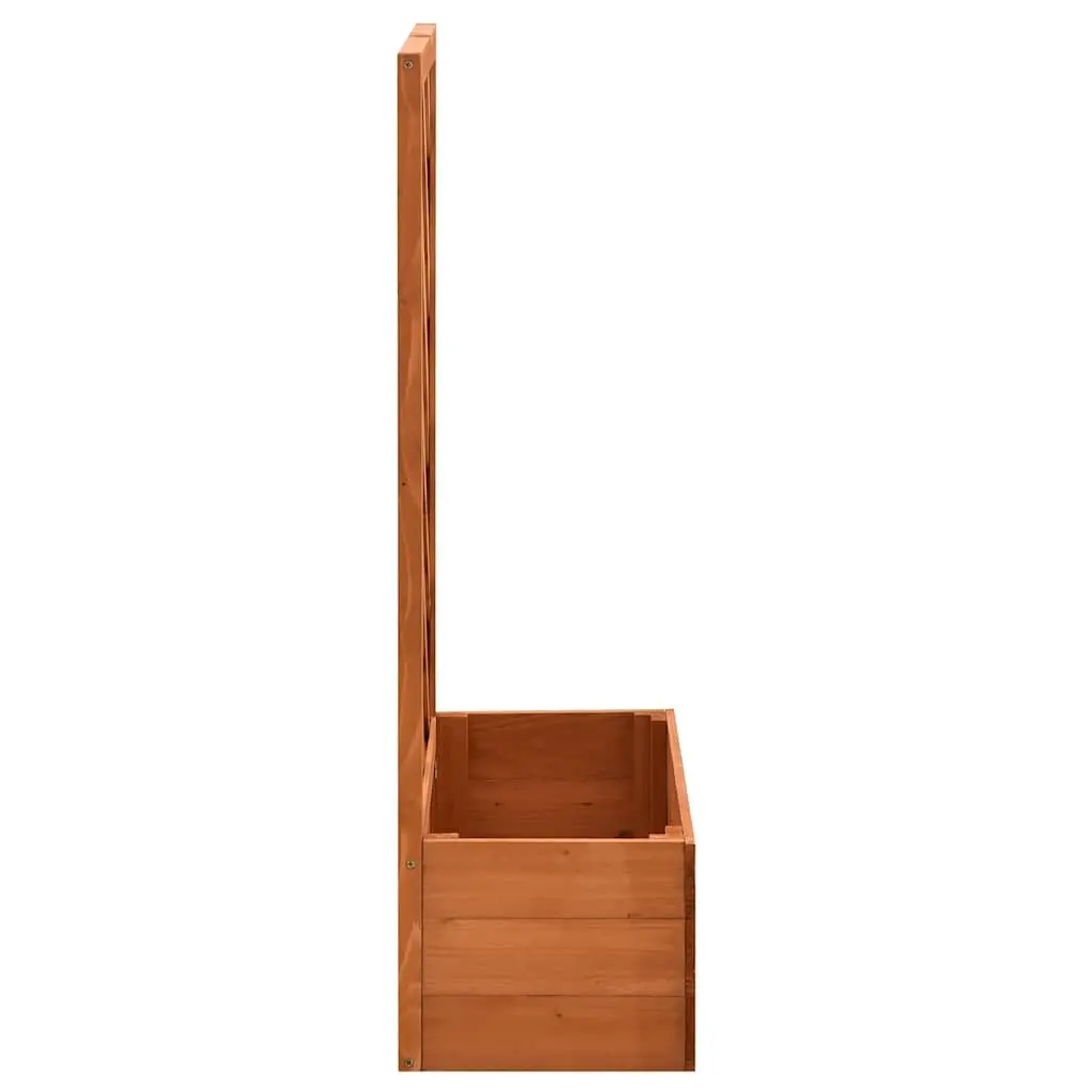 Orange Garden Planter with Trellis Support 50x25x90cm Solid Firwood Outdoor Climbing Plant Box