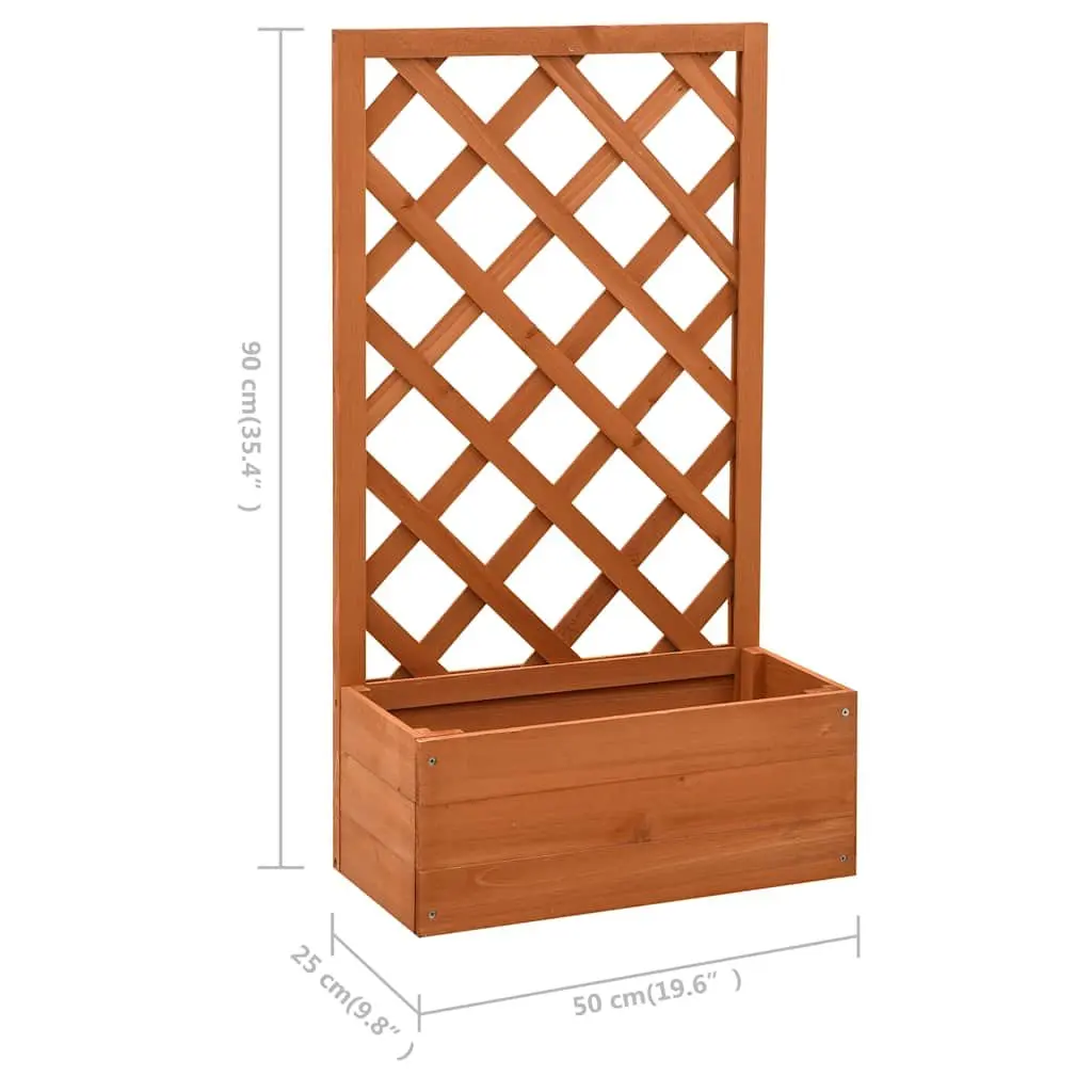 Orange Garden Planter with Trellis Support 50x25x90cm Solid Firwood Outdoor Climbing Plant Box
