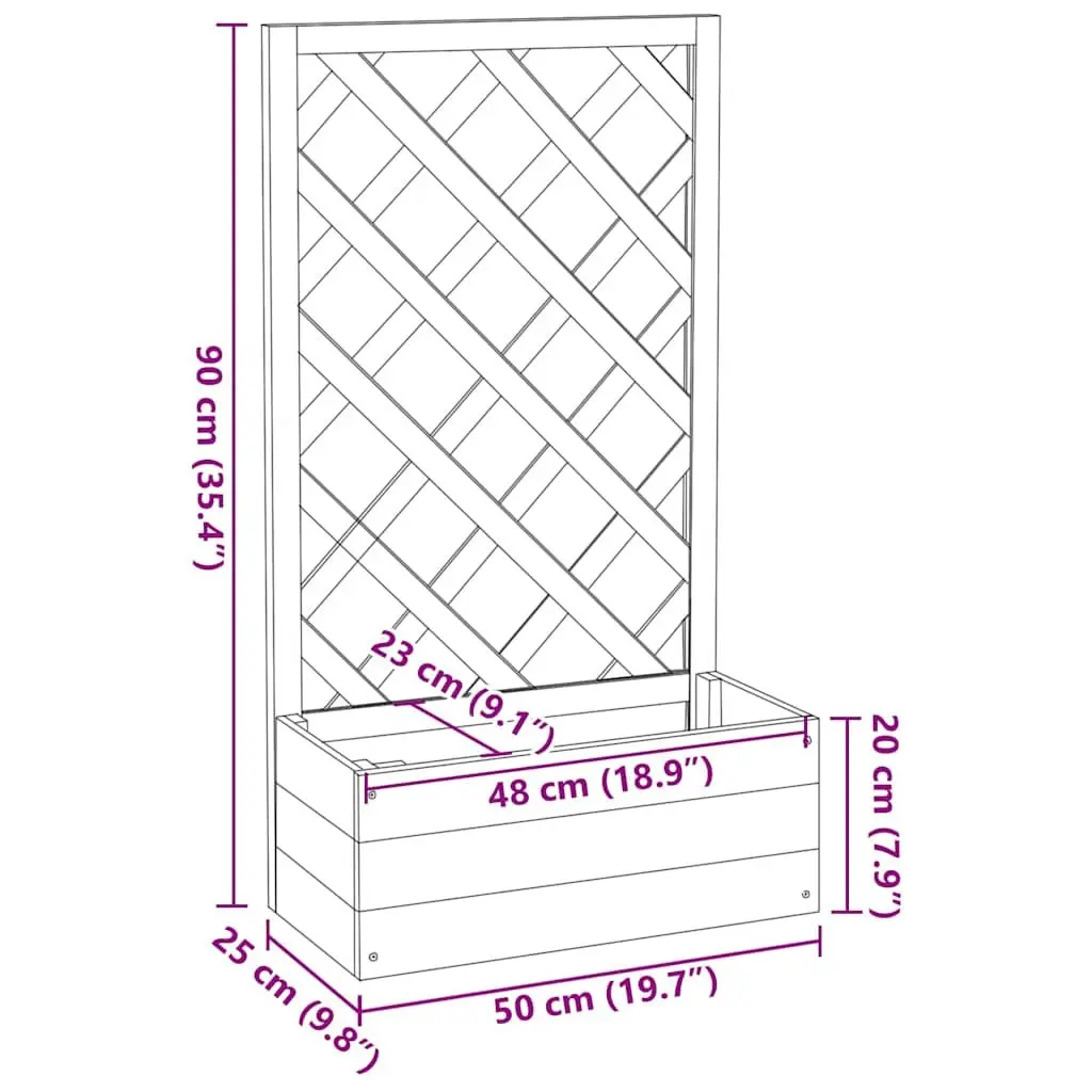 Outdoor Climbing Plants Planter with Integrated Trellis Grey 50x25x90cm Flower Box