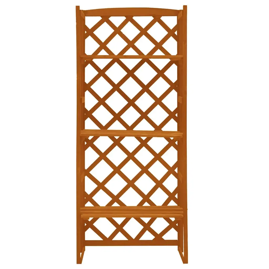 Trellis Plant Stand Orange Solid Fir Wood 60x30x140cm Three Shelf Display for Climbing Plants in Garden