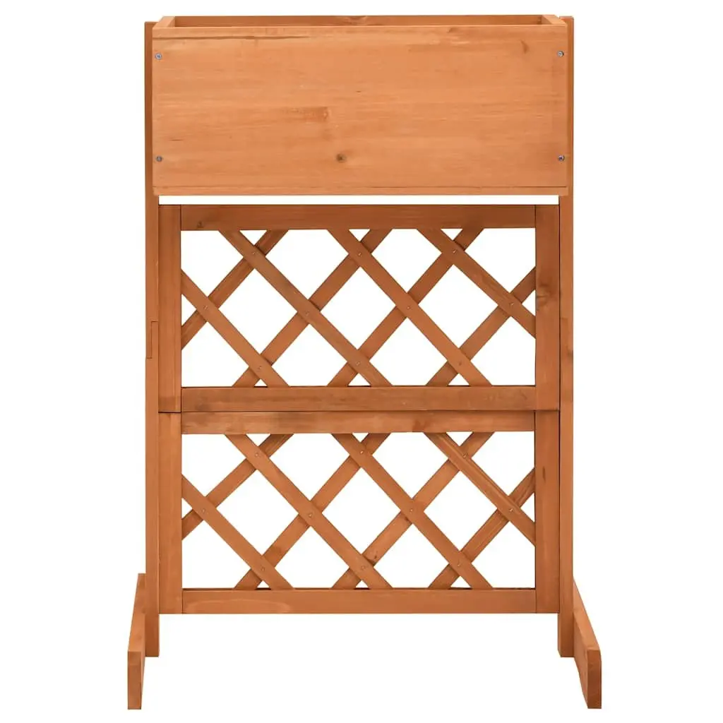 Garden Trellis Planter Solid Firwood Raised Flower Box 45 x 30 x 74 cm Orange