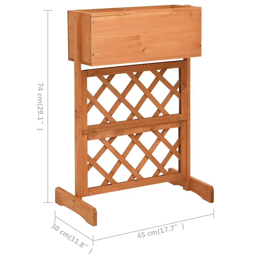 Garden Trellis Planter Solid Firwood Raised Flower Box 45 x 30 x 74 cm Orange
