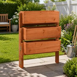 Garden Folding Planter Orange 60x14x75 cm Solid Firwood Three-Tier Flower Box