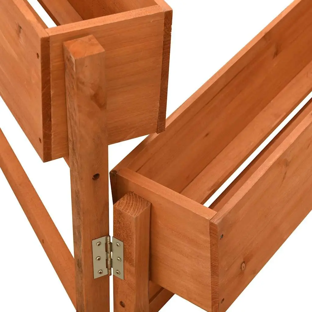 Folding Planter Solid Firwood Orange 60x14x75cm Sturdy Raised Flower Bed for Garden Patio Balcony