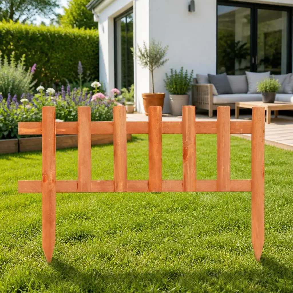 Garden Edging 10 Pieces Solid Firwood Orange Durable Lawn Border Outdoor Landscaping