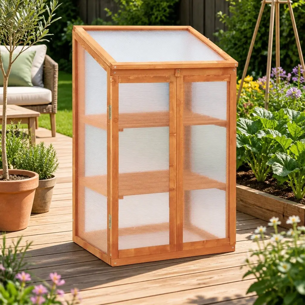 Wooden Greenhouse PC Board and Firwood 60x45x100 cm Brown