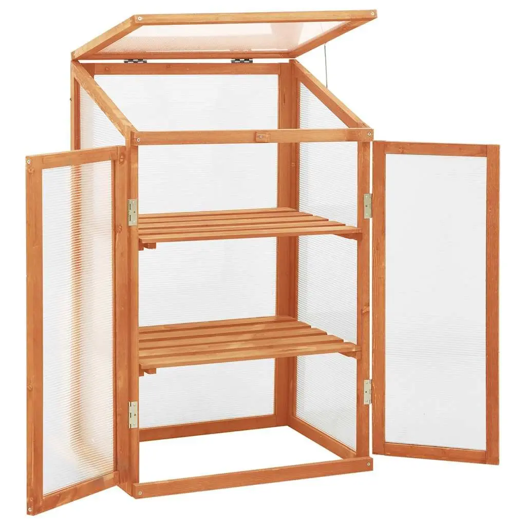 Wooden Greenhouse PC Board and Firwood 60x45x100 cm Brown