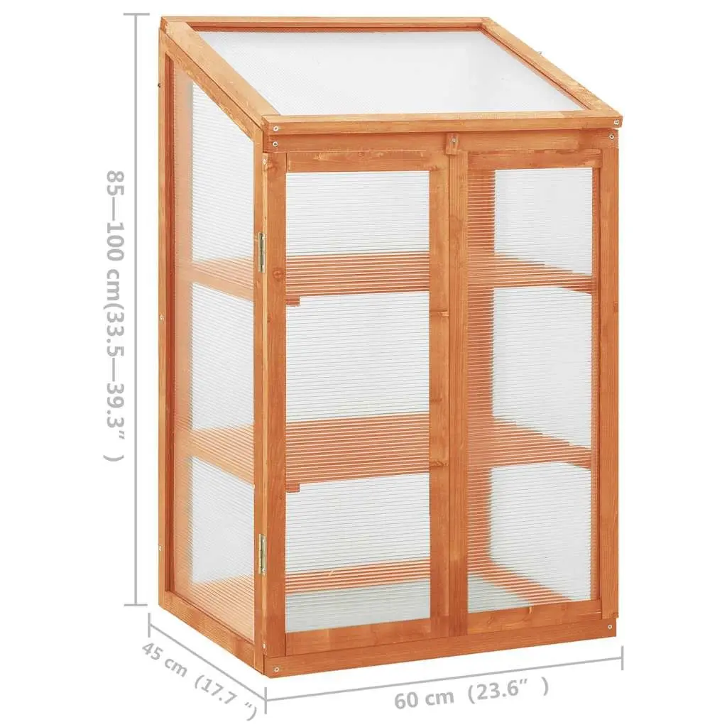Wooden Greenhouse PC Board and Firwood 60x45x100 cm Brown