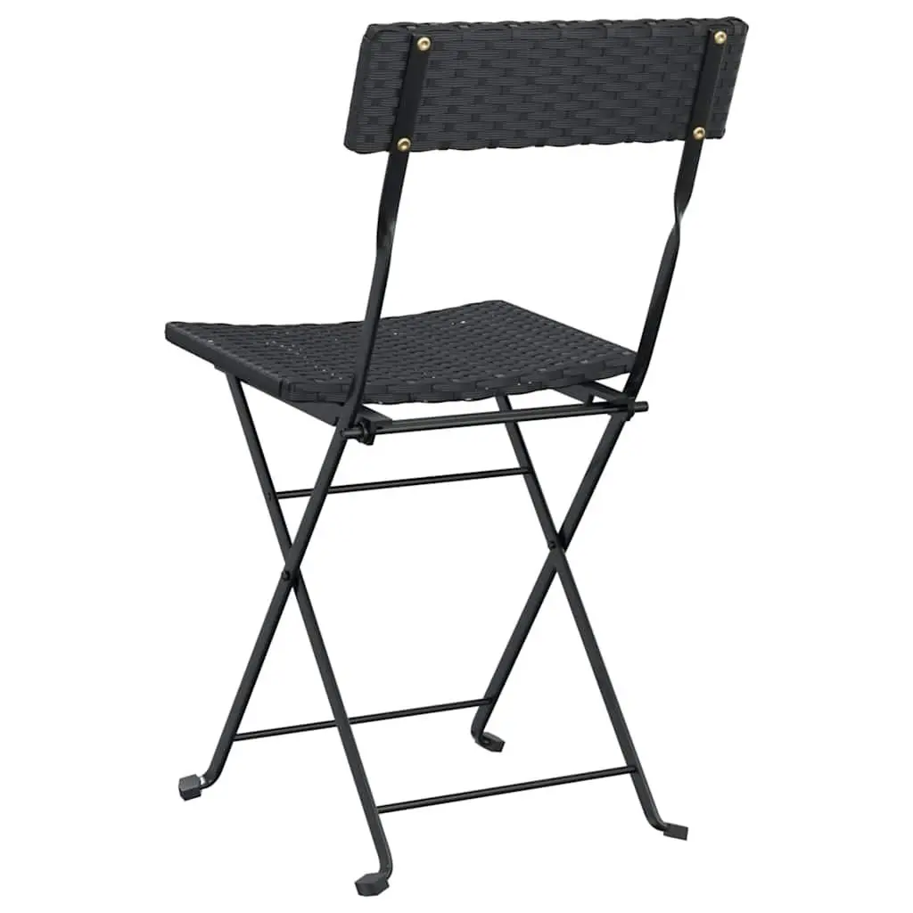 Folding Bistro Chairs PE Rattan Steel Frame Black 6 Piece Outdoor Garden Seating