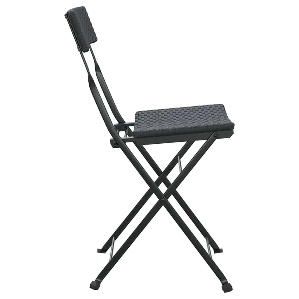Folding Bistro Chairs PE Rattan Steel Frame Black 6 Piece Outdoor Garden Seating