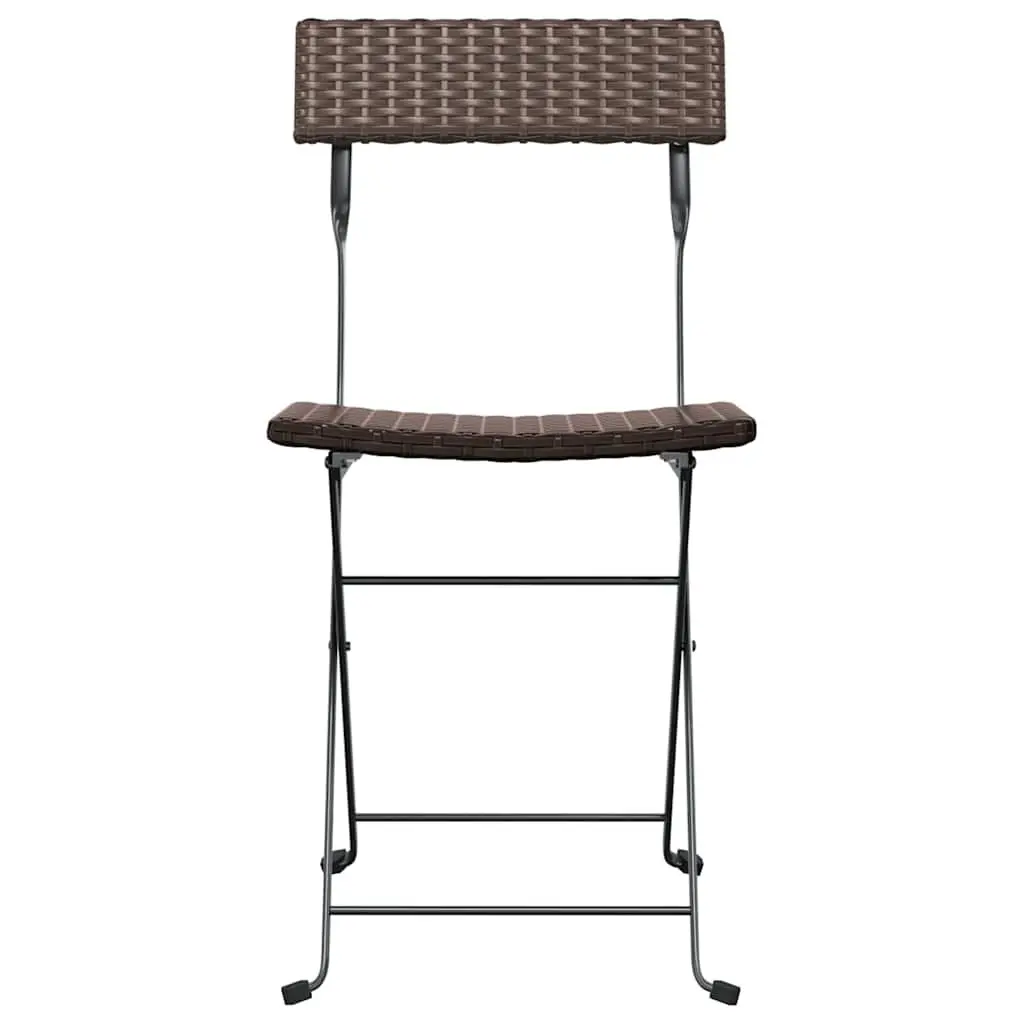 Folding Bistro Chairs PE Rattan Powder-coated Steel Brown 6 Piece Outdoor Garden Seating