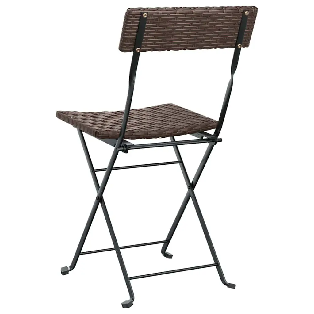 Folding Bistro Chairs PE Rattan Powder-coated Steel Brown 6 Piece Outdoor Garden Seating