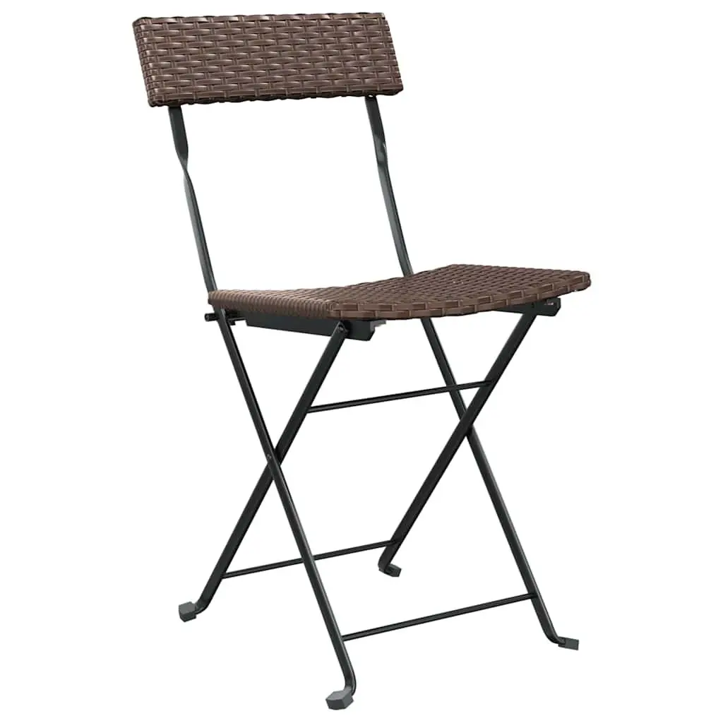 Folding Bistro Chairs Set 8 Piece PE Rattan Steel Frame Brown Outdoor Garden Seating