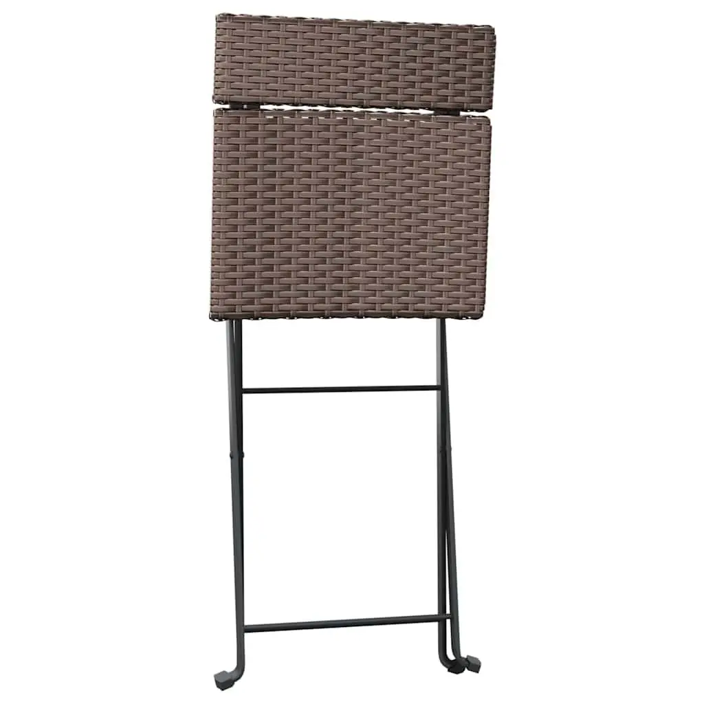 Folding Bistro Chairs Set 8 Piece PE Rattan Steel Frame Brown Outdoor Garden Seating