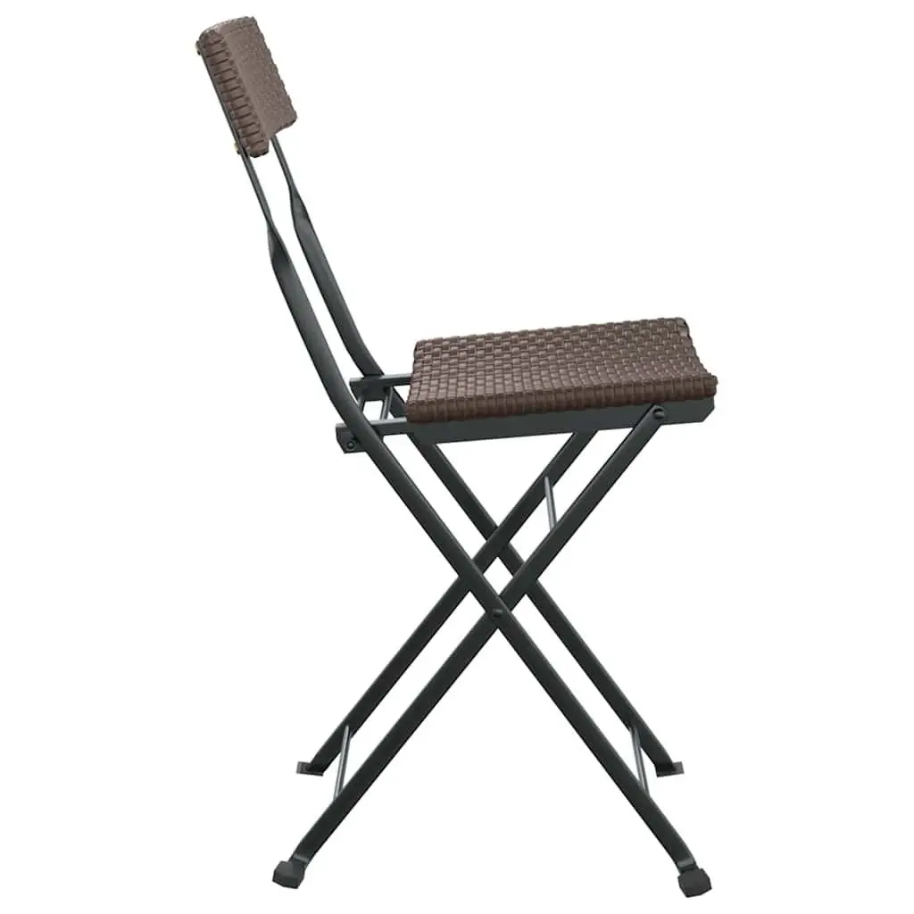 Folding Bistro Chairs Set 8 Piece PE Rattan Steel Frame Brown Outdoor Garden Seating
