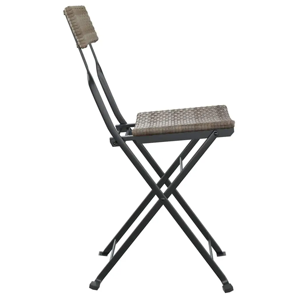 Bistro Chairs Folding Steel Frame Rattan Grey Outdoor Garden Seating Set of 6