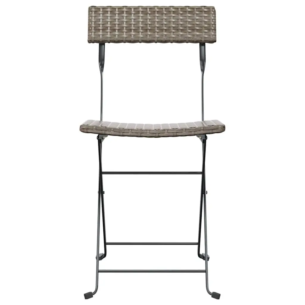 Folding Bistro Chairs Poly Rattan Steel Frame Grey 8 Piece Outdoor Garden Seating