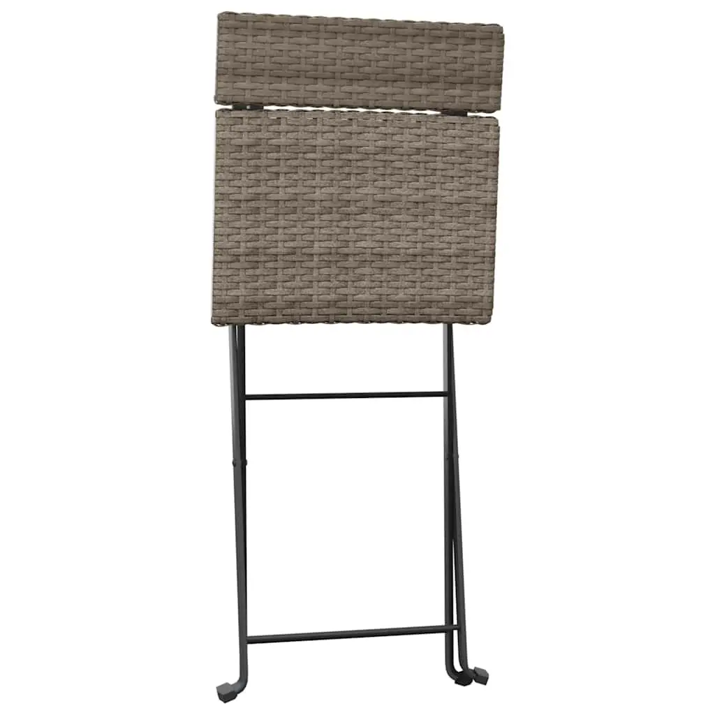 Folding Bistro Chairs Poly Rattan Steel Frame Grey 8 Piece Outdoor Garden Seating