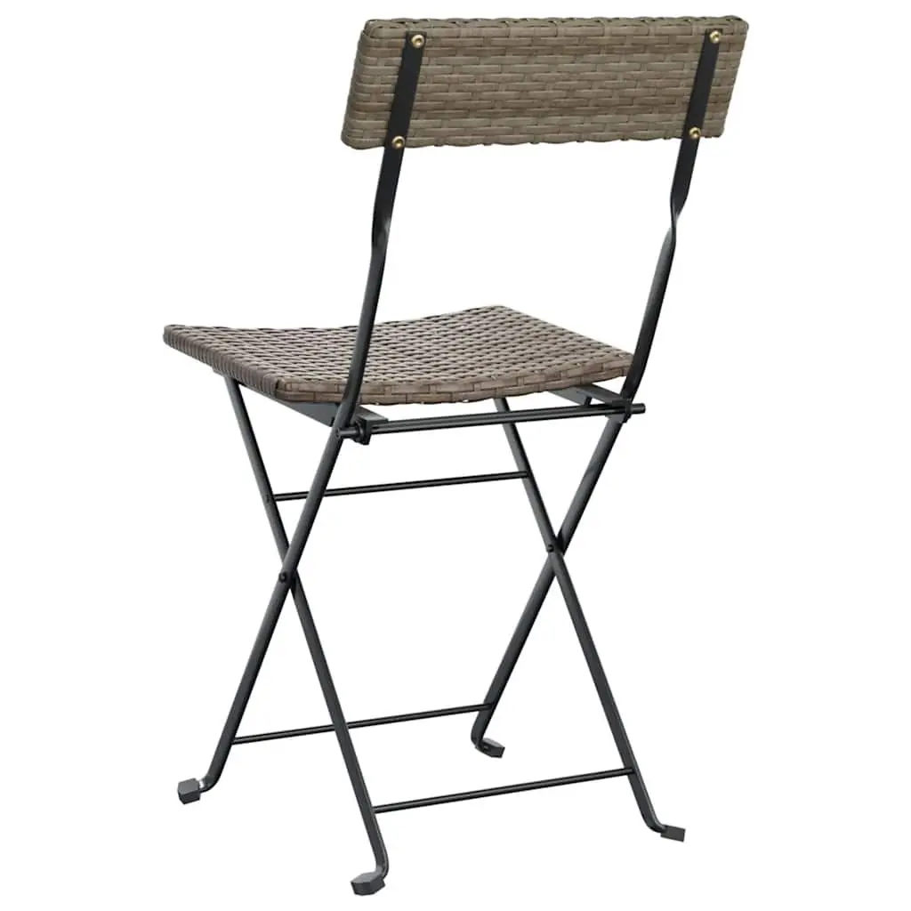 Folding Bistro Chairs Poly Rattan Steel Frame Grey 8 Piece Outdoor Garden Seating