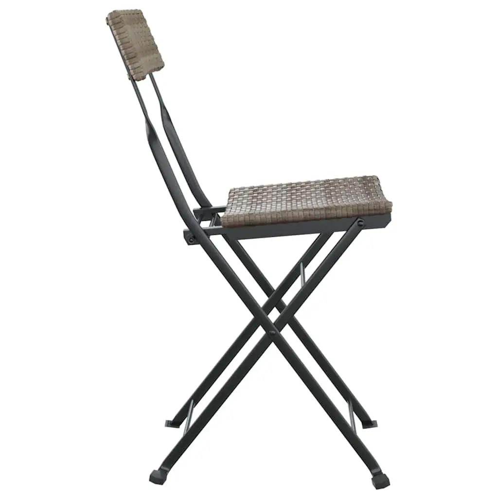 Folding Bistro Chairs Poly Rattan Steel Frame Grey 8 Piece Outdoor Garden Seating