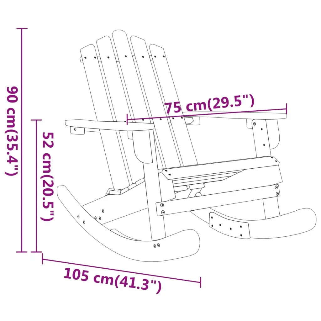 Adirondack Rocking Chair Set Solid Acacia Wood 3 Piece Brown