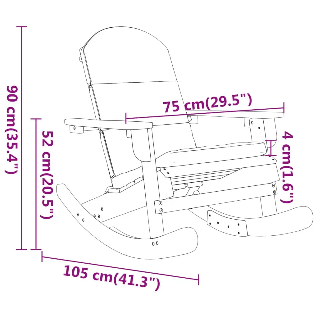 Adirondack Wooden Rocking Chair Garden Lounge Set 3 Piece Brown