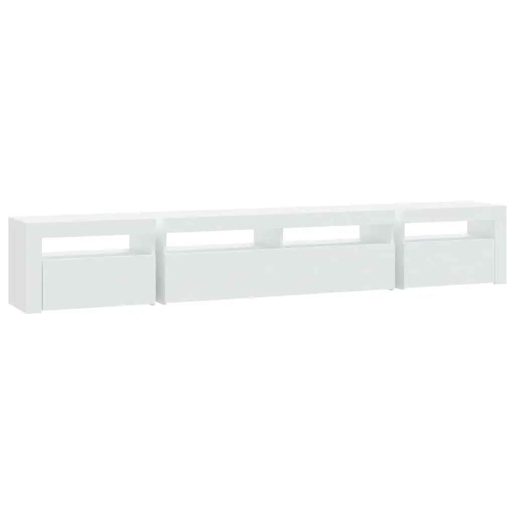 TV Cabinet with RGB LED Lights White Modern Media Stand Storage Unit 240cm