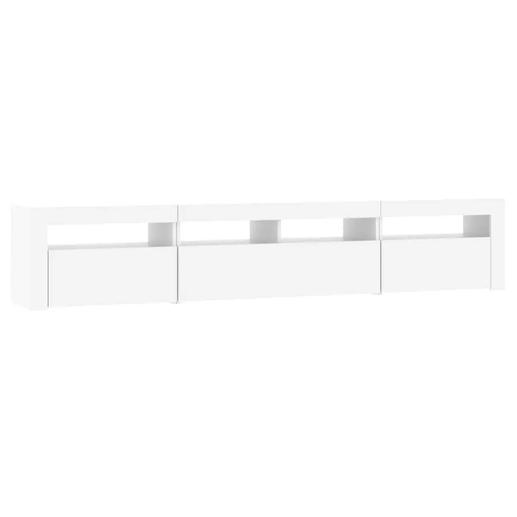 TV Cabinet Engineered Wood 210cm White with RGB LED Lights