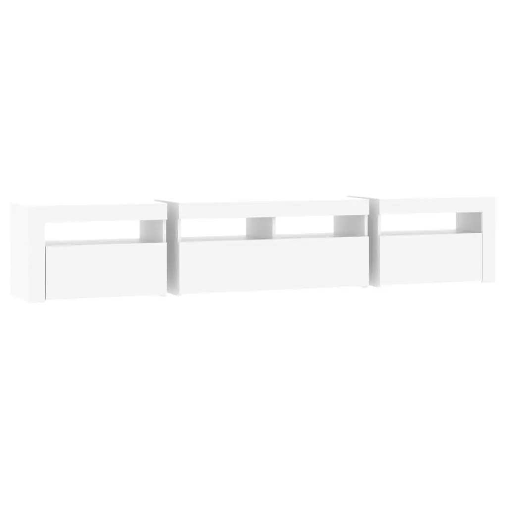TV Cabinet Engineered Wood 210cm White with RGB LED Lights