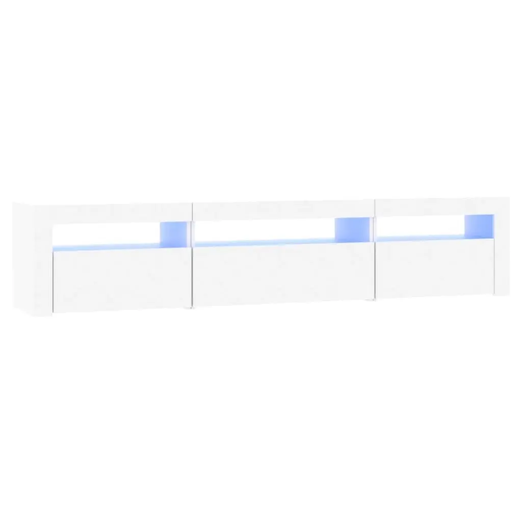 TV Cabinet Engineered Wood 195cm White with RGB LED Lights