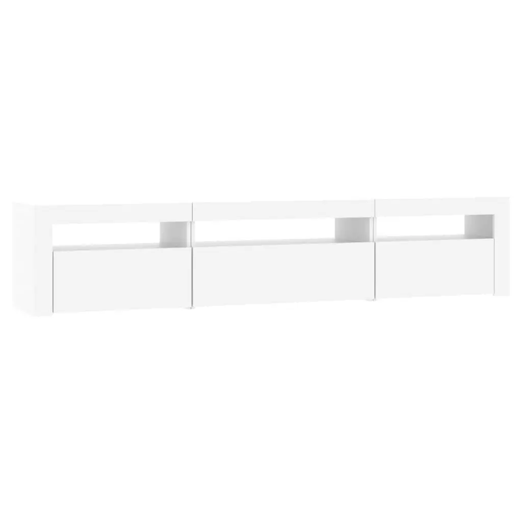 TV Cabinet Engineered Wood 195cm White with RGB LED Lights